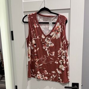Maurices 24/7 Floral Sleeveless V-Neck Top – Size Large – NWT
